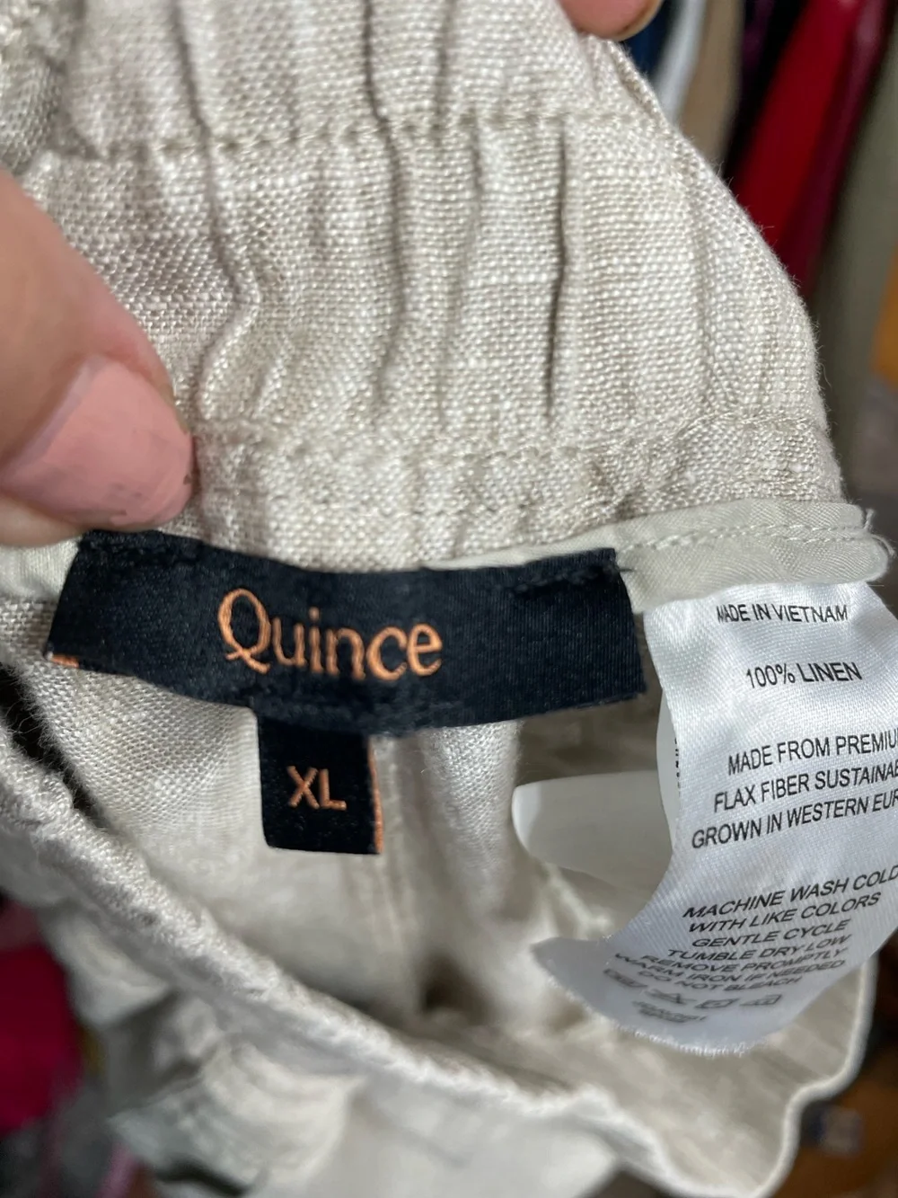 NWOT Quince European Linen Wide-Leg Drawstring Pants Flax XL